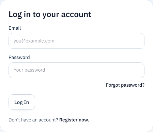 Account: Log in to your account form