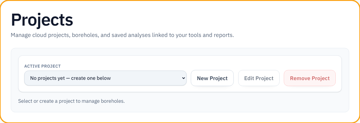 Projects: Active Project dropdown when no projects exist yet