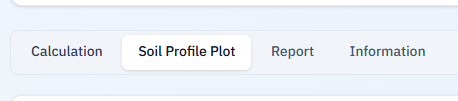 Tool tabs: Calculation, Soil Profile Plot, Report, Information